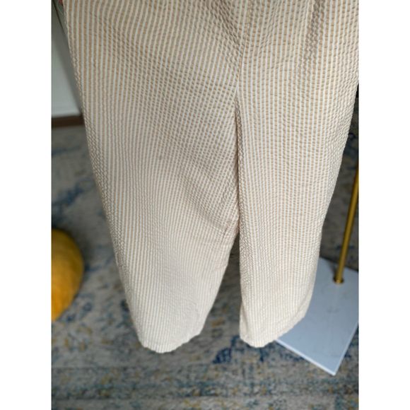 Level Eight Cotton Seersucker Romper Jumpsuit Striped Coastal Minimal Neutral M - Picture 6 of 11